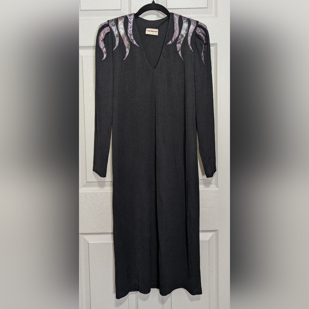 Vintage 80s Carteret Dress with Snakeskin Detail Size L/XL
